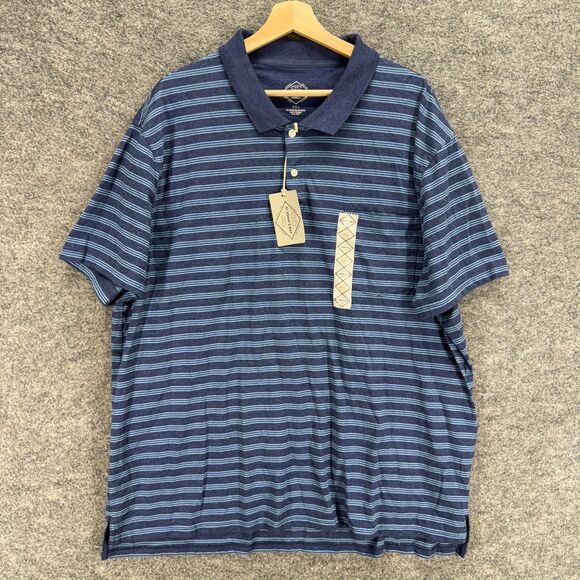 New St. John's Bay Shirt Men 2XL Blue Striped Button Up Collared Short Sleeve - Picture 1 of 7